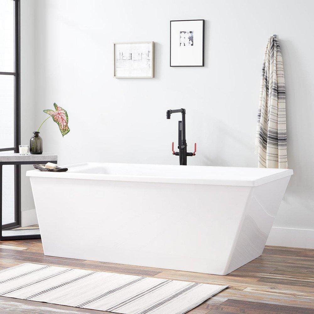 Signature Hardware White/Black 66 x 31-1/2 in. Freestanding Bathtub End Drain 