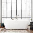 70 x 33-1/4 in. Freestanding Bathtub Center Drain in White with Polished Brass Trim