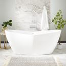 68-3/4 x 31-1/2 in. Freestanding Bathtub Center Drain in White with Polished Brass Trim