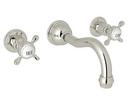 Perrin & Rowe Polished Nickel Two Handle Wall Mount Widespread Bathroom Sink Faucet