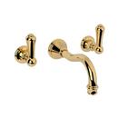 Perrin & Rowe&reg; English Gold Two Handle Wall Mount and Widespread Bathroom Sink Faucet 