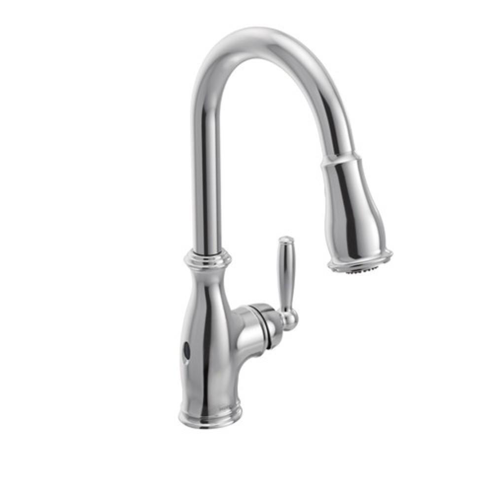 Moen Polished Chrome Single Handle Pull Down Touchless Kitchen Faucet with Reflex, PowerClean and MotionSense Technology 