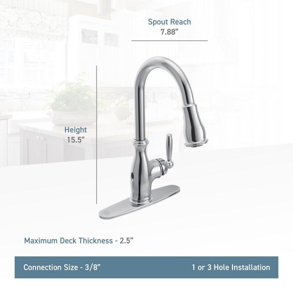 Moen Oil Rubbed Bronze Single Handle Pull Down Touchless Kitchen Faucet with Reflex, PowerClean and MotionSense Technology 