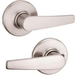 Round Passage Lever in Satin Nickel