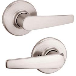 Round Passage Lever in Satin Nickel