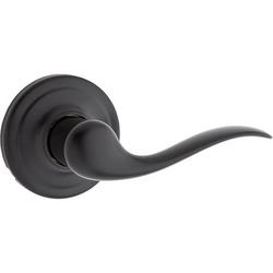 Passage Door Lever with Round Rosette in Matte Black