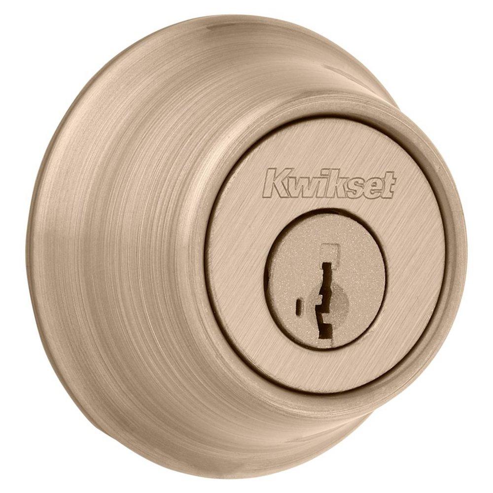 Kwikset Antique Brass 2-1/2 x 1-1/16 in. Deadbolt Lock 