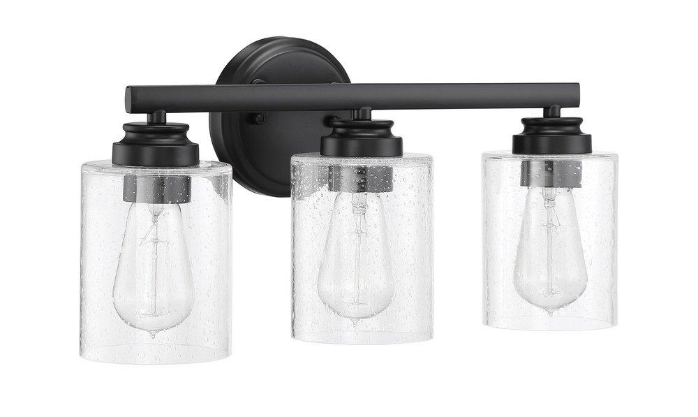 Craftmade Flat Black 100W 3-Light Medium E-26 Incandescent Vanity Fixture 