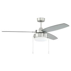 52 in. 3-Blade 2-Light Ceiling Fan in Brushed Polished Nickel