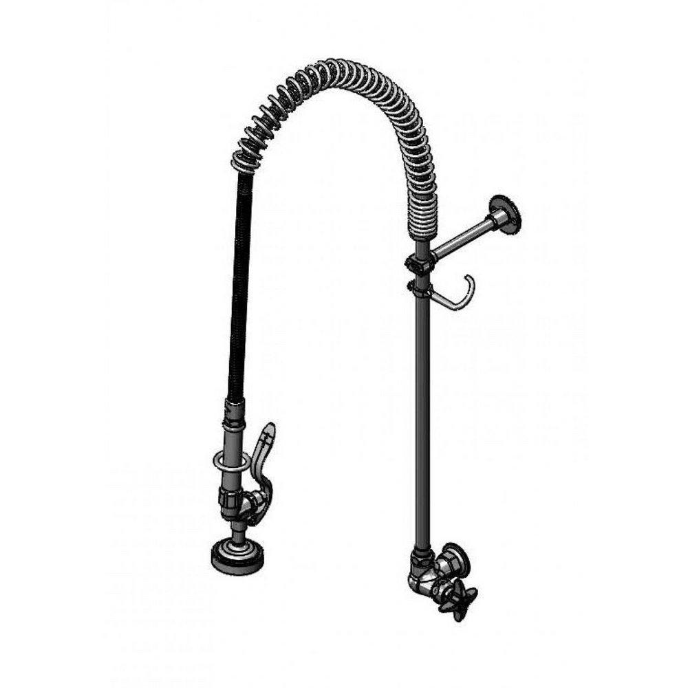 Pre-Rinse, Spring Action, Wall Mount, Single Temp Control, Wall Bracket & 22" Riser 