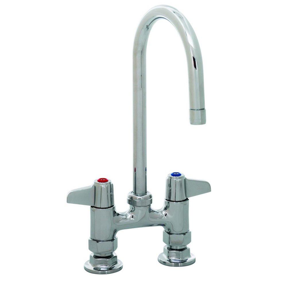 4" Deck Mount Faucet, 5-1/2" Swivel Gooseneck, 2.2 GPM Aerator, 1/2" NPT Supply Nipples 
