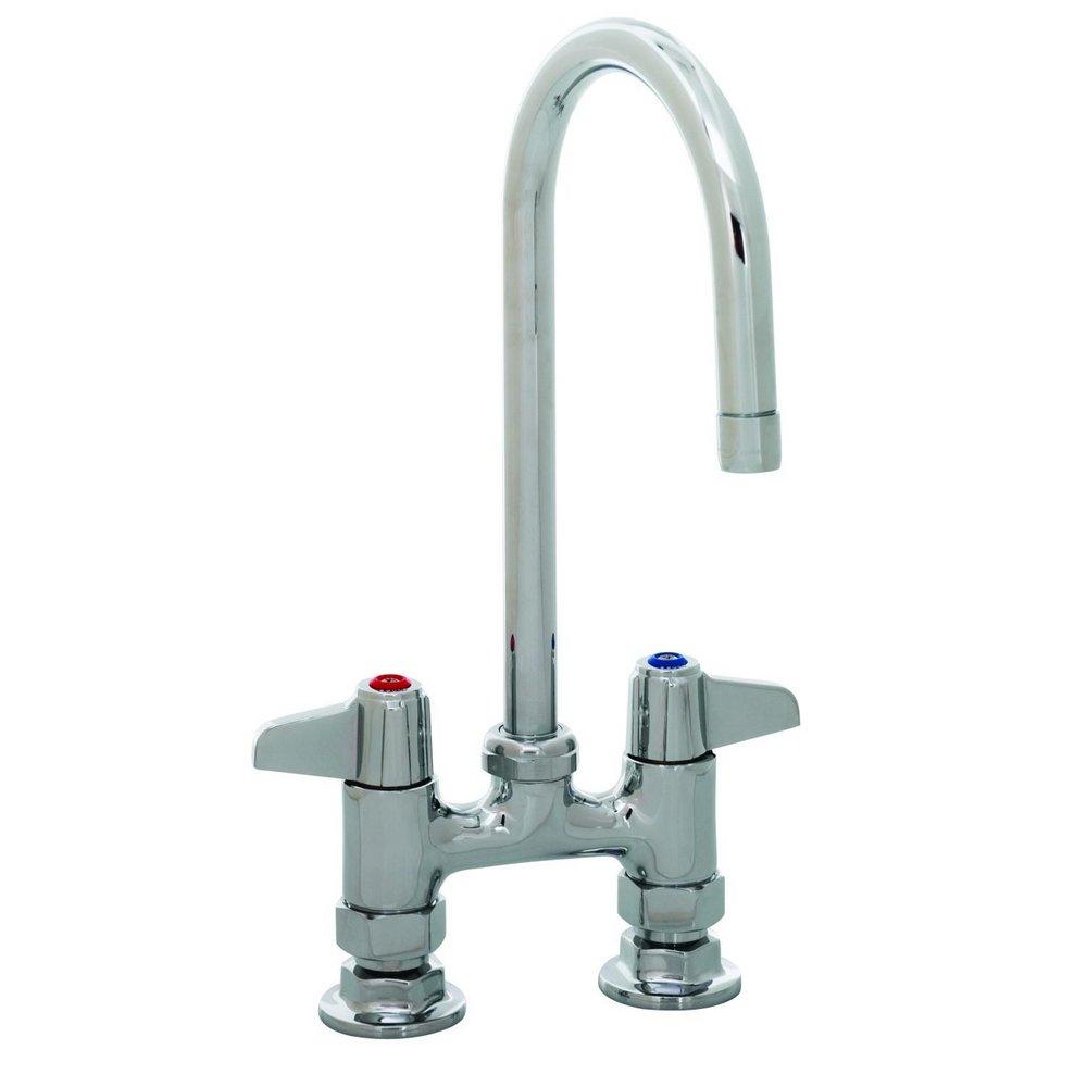 4" Deck Mount Faucet, 5-7/8" Swivel Gooseneck, 2.2 GPM Aerator, 1/2" NPT Supply Nipples 