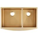 Signature Hardware Matte Gold 36 x 21 in. Stainless Steel 60/40 Split Double Bowl Farmhouse Kitchen Sink 