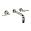 Two Handle Wall Mount Widespread Bathroom Sink Faucet in Polished Nickel