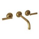 ROHL® French Brass Two Handle Wall Mount Widespread Bathroom Sink Faucet
