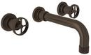 Two Handle Wall Mount Widespread Bathroom Sink Faucet in Tuscan Brass