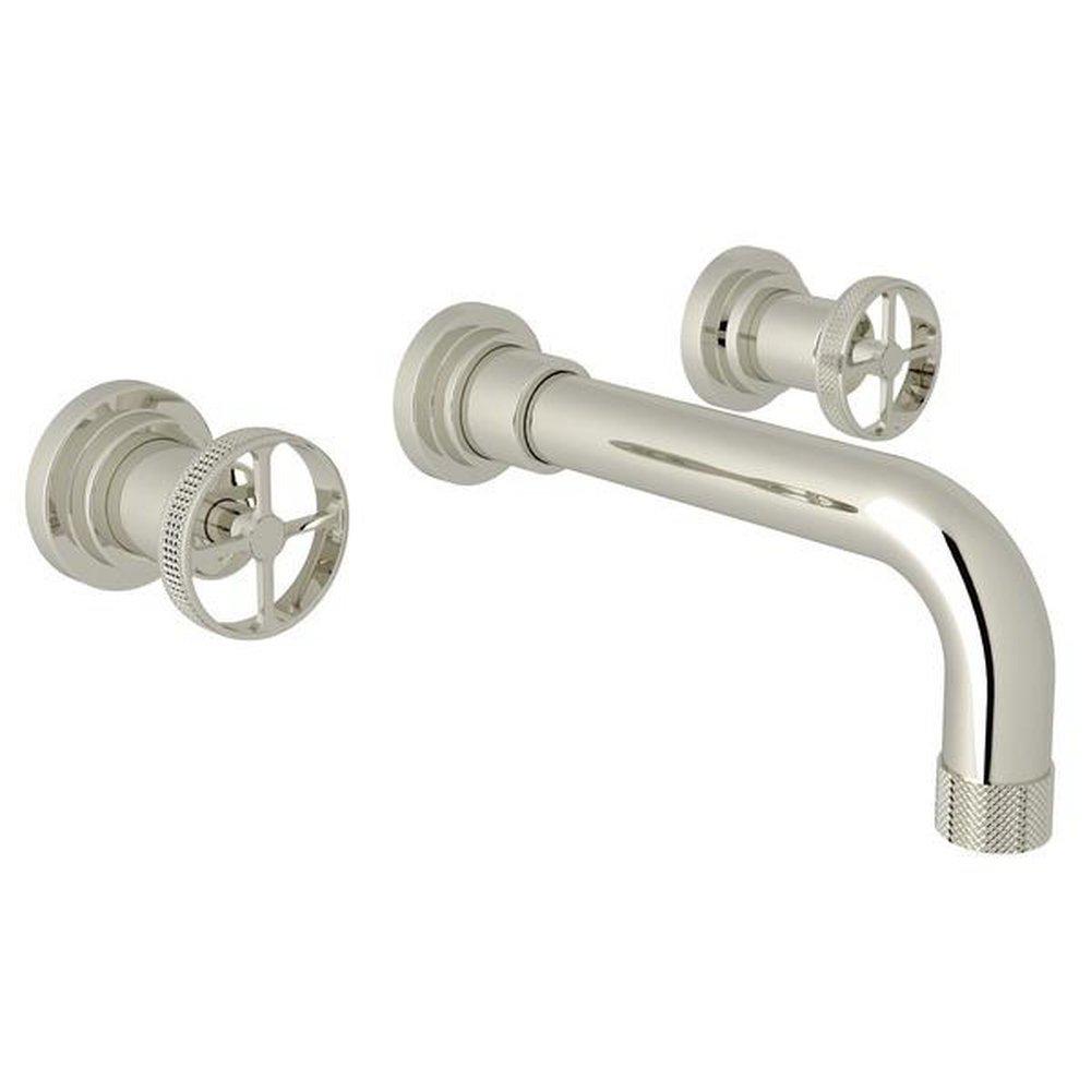 ROHL&reg; Polished Nickel Two Handle Wall Mount Widespread Bathroom Sink Faucet 