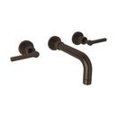 Two Handle Wall Mount Widespread Bathroom Sink Faucet in Tuscan Brass