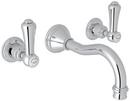 Perrin & Rowe Polished Chrome Two Handle Wall Mount Widespread Bathroom Sink Faucet