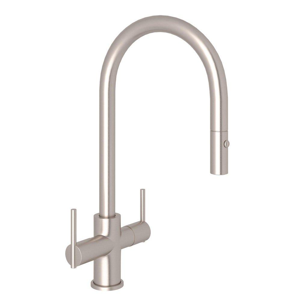 ROHL&reg; Satin Nickel Two Handle Pull Down Kitchen Faucet 