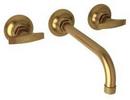 Two Handle Wall Mount Widespread Bathroom Sink Faucet in French Brass