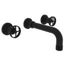 Two Handle Wall Mount Widespread Bathroom Sink Faucet in Matte Black