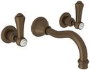 Perrin & Rowe English Bronze Two Handle Wall Mount Widespread Bathroom Sink Faucet