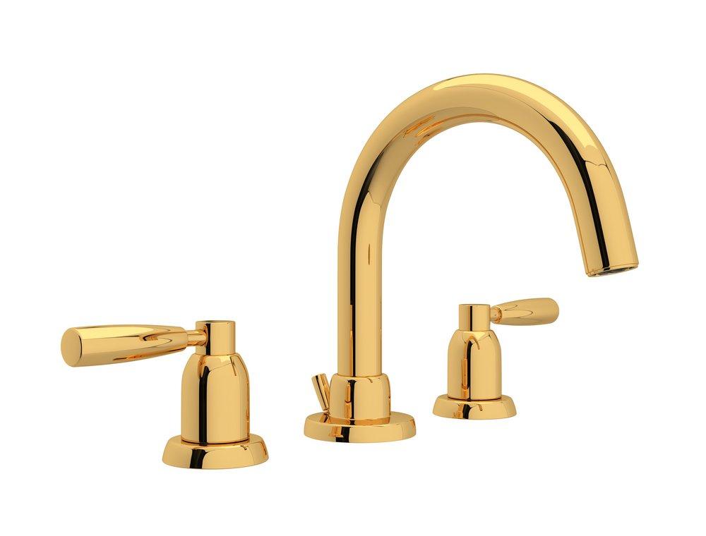 Two Handle Widespread Bathroom Sink Faucet in English Gold 