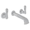 Perrin & Rowe&reg; Polished Chrome Two Handle Wall Mount Widespread Bathroom Sink Faucet 