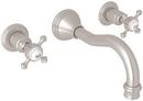 Two Handle Wall Mount Widespread Bathroom Sink Faucet in Satin Nickel