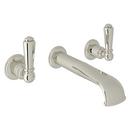 Perrin & Rowe&reg; Polished Nickel Two Handle Wall Mount Widespread Bathroom Sink Faucet 