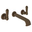 Perrin & Rowe&reg; English Bronze Two Handle Wall Mount Widespread Bathroom Sink Faucet 