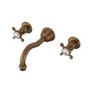 Perrin & Rowe English Bronze Two Handle Wall Mount Widespread Bathroom Sink Faucet