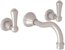 Perrin & Rowe&reg; Satin Nickel Two Handle Wall Mount Widespread Bathroom Sink Faucet 
