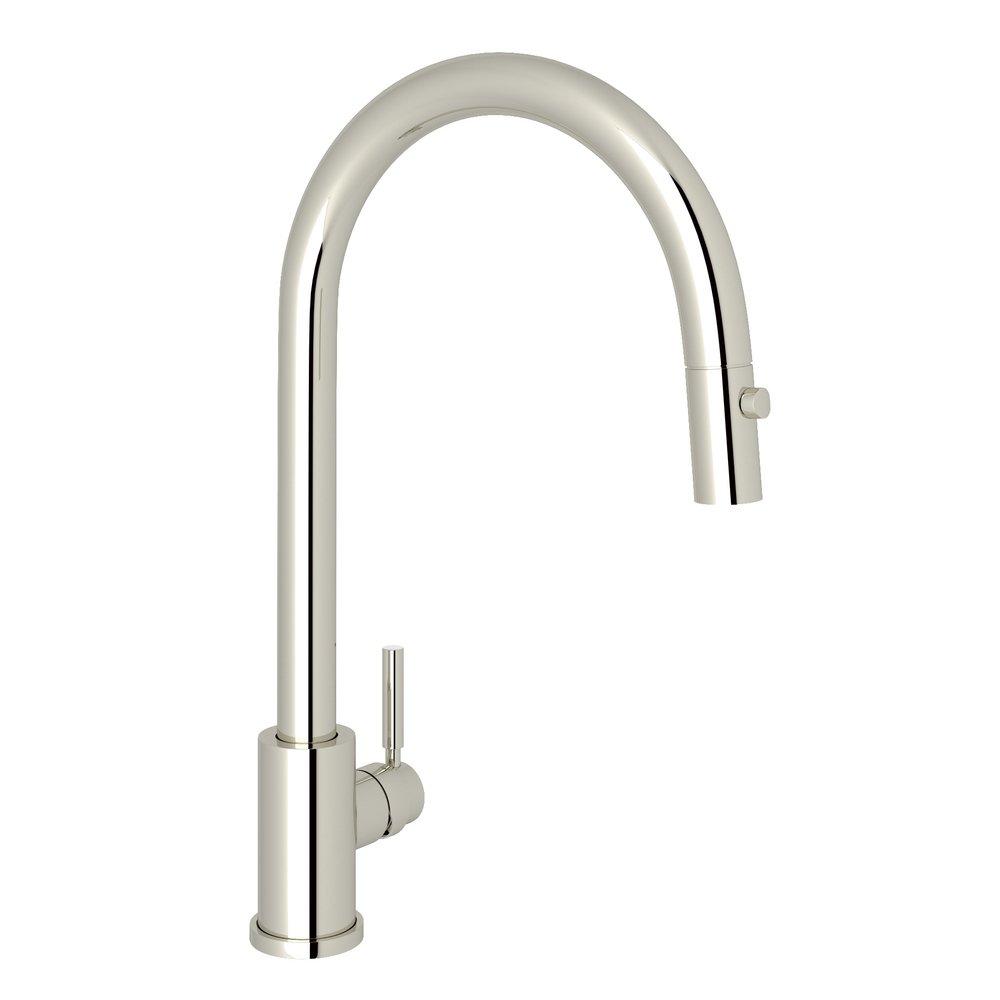 Perrin & Rowe Polished Nickel Single Handle Pull Down Kitchen Faucet 