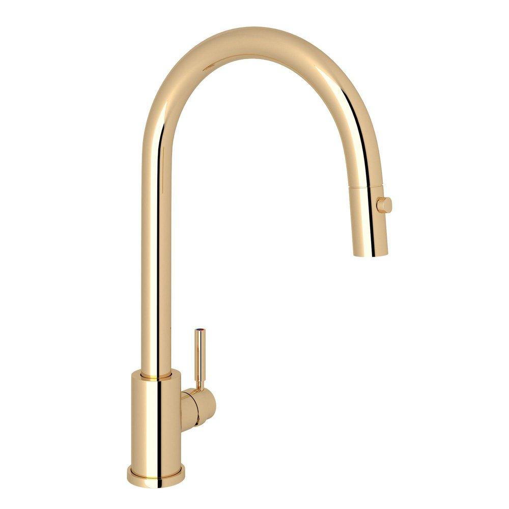 Perrin & Rowe&reg; English Gold Single Handle Pull Down Kitchen Faucet 