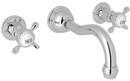 Perrin & Rowe Polished Chrome Two Handle Wall Mount Widespread Bathroom Sink Faucet