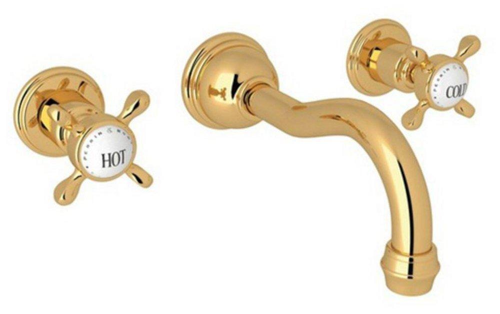 Two Handle Widespread Bathroom Sink Faucet in Unlacquered Brass 