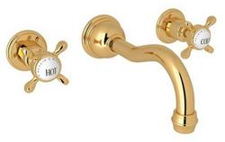 Two Handle Widespread Bathroom Sink Faucet in Unlacquered Brass