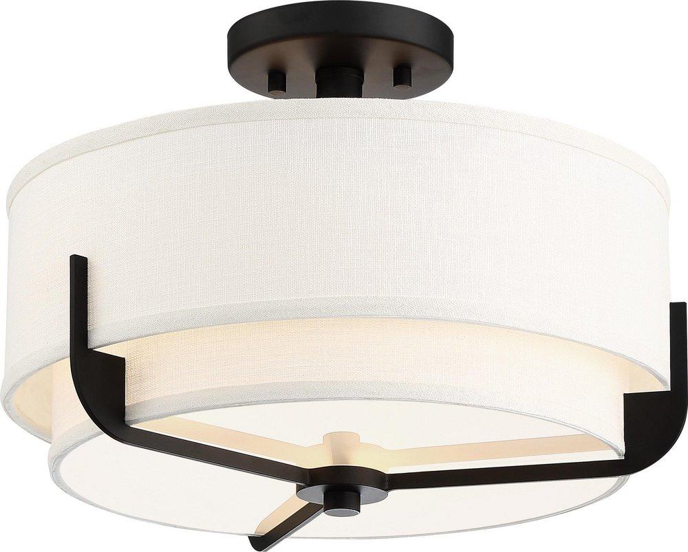 NUVO Aged Bronze 100W 3-Light Medium E-26 Incandescent Semi-Flush Mount Ceiling Fixture 