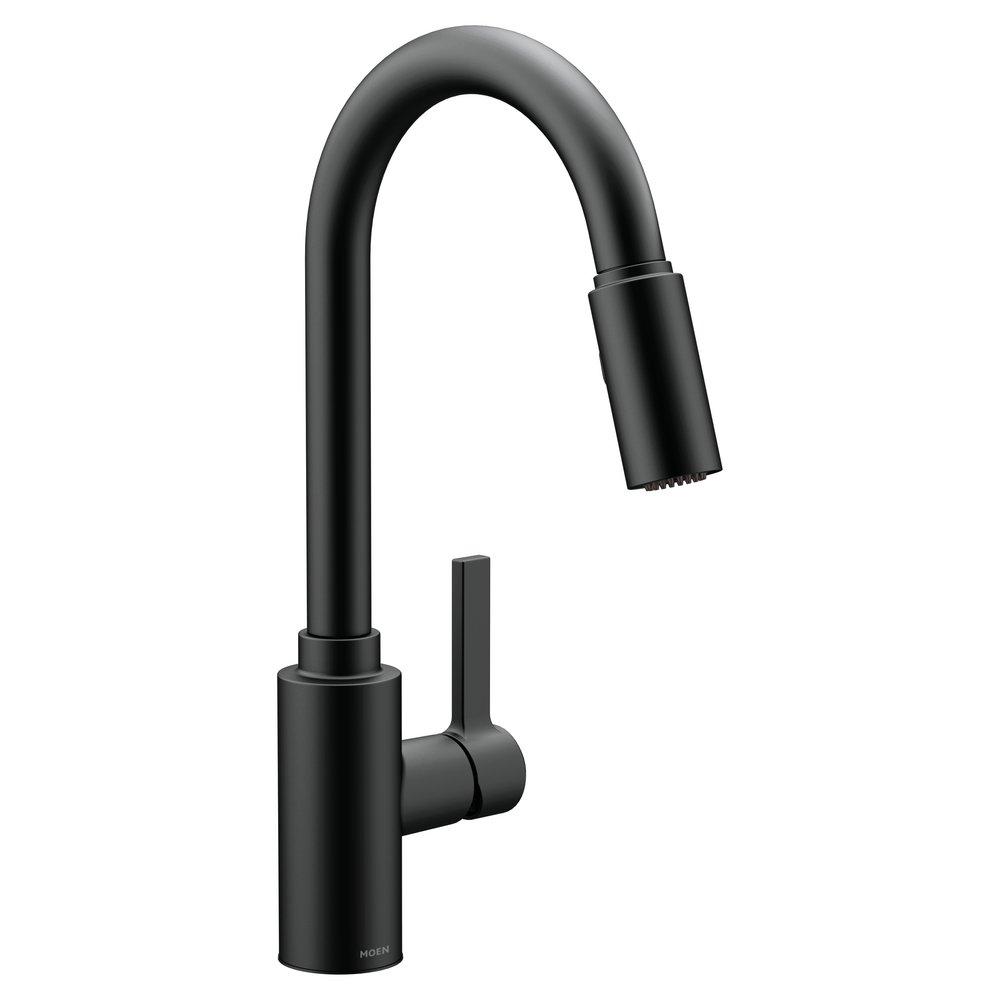 Moen Matte Black Single Handle Pull Down Kitchen Faucet with Reflex and Power Clean Technology 