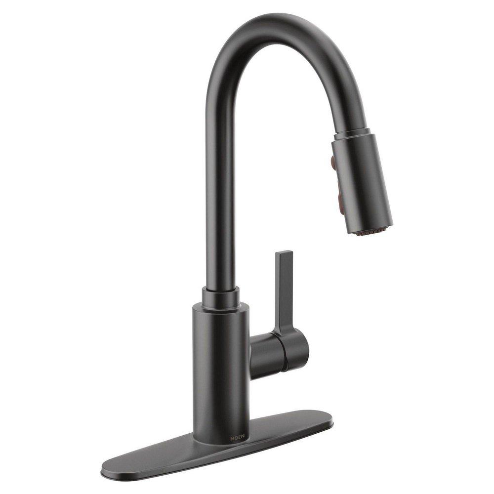 Moen Matte Black Single Handle Pull Down Kitchen Faucet with Reflex and Power Clean Technology 