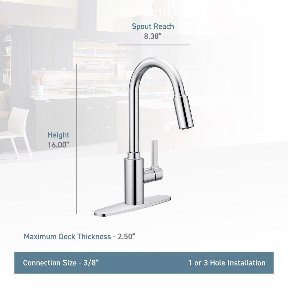 Moen Matte Black Single Handle Pull Down Kitchen Faucet with Reflex and Power Clean Technology 