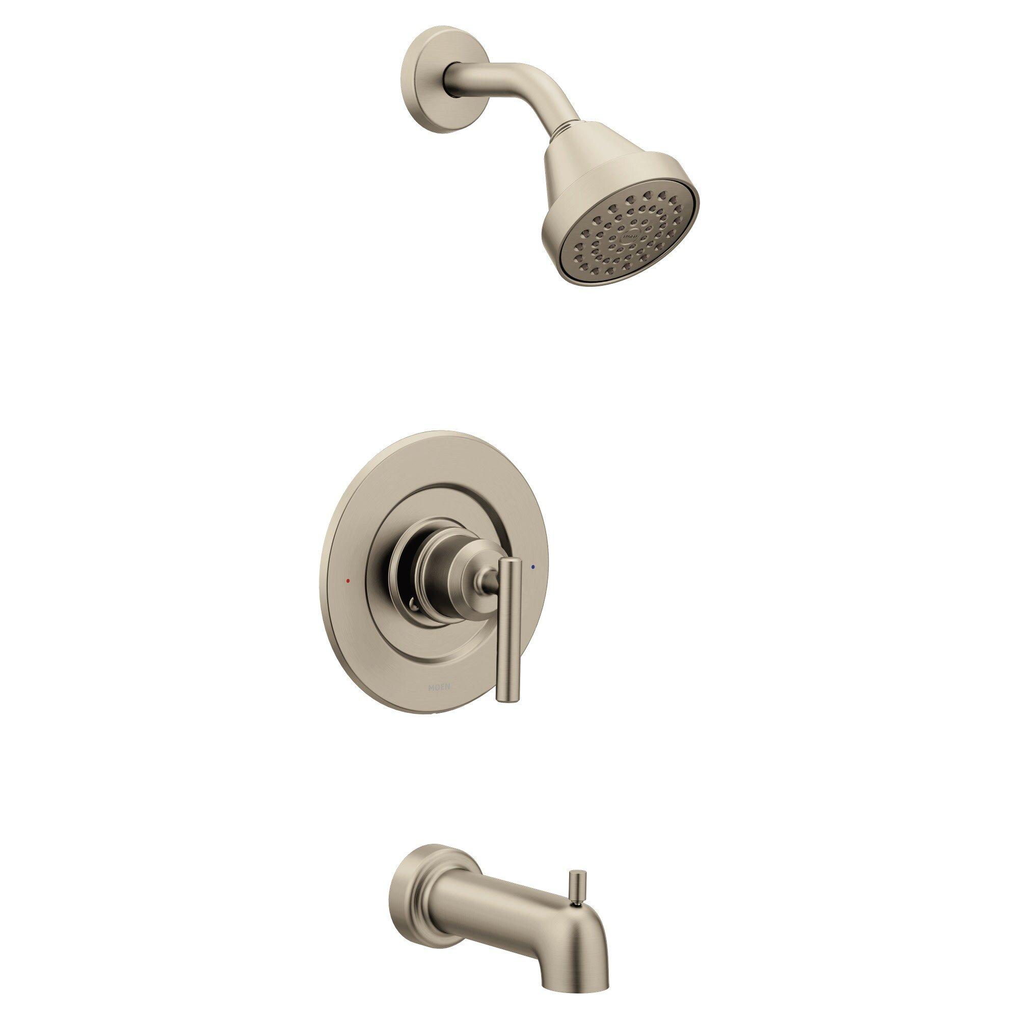 Moen Brushed Nickel Single Handle Single Bathtub & Shower Faucet Trim Only 