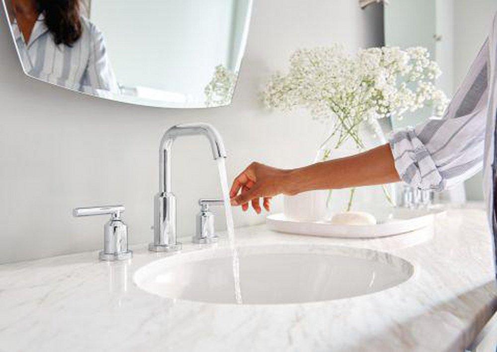 Moen Matte Black Two Handle Widespread Bathroom Sink Faucet with Pop-Up Drain 