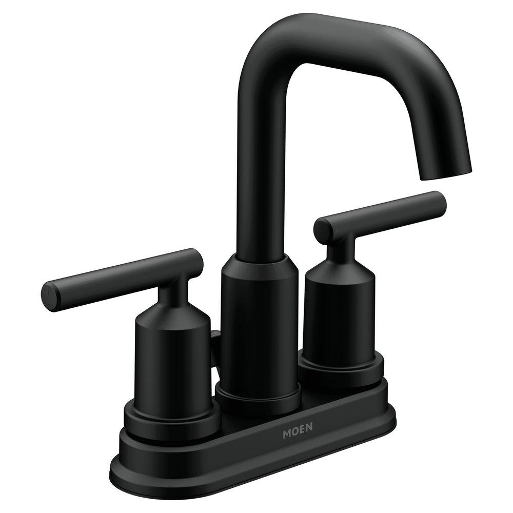 Moen Matte Black Two Handle Centerset Bathroom Sink Faucet 