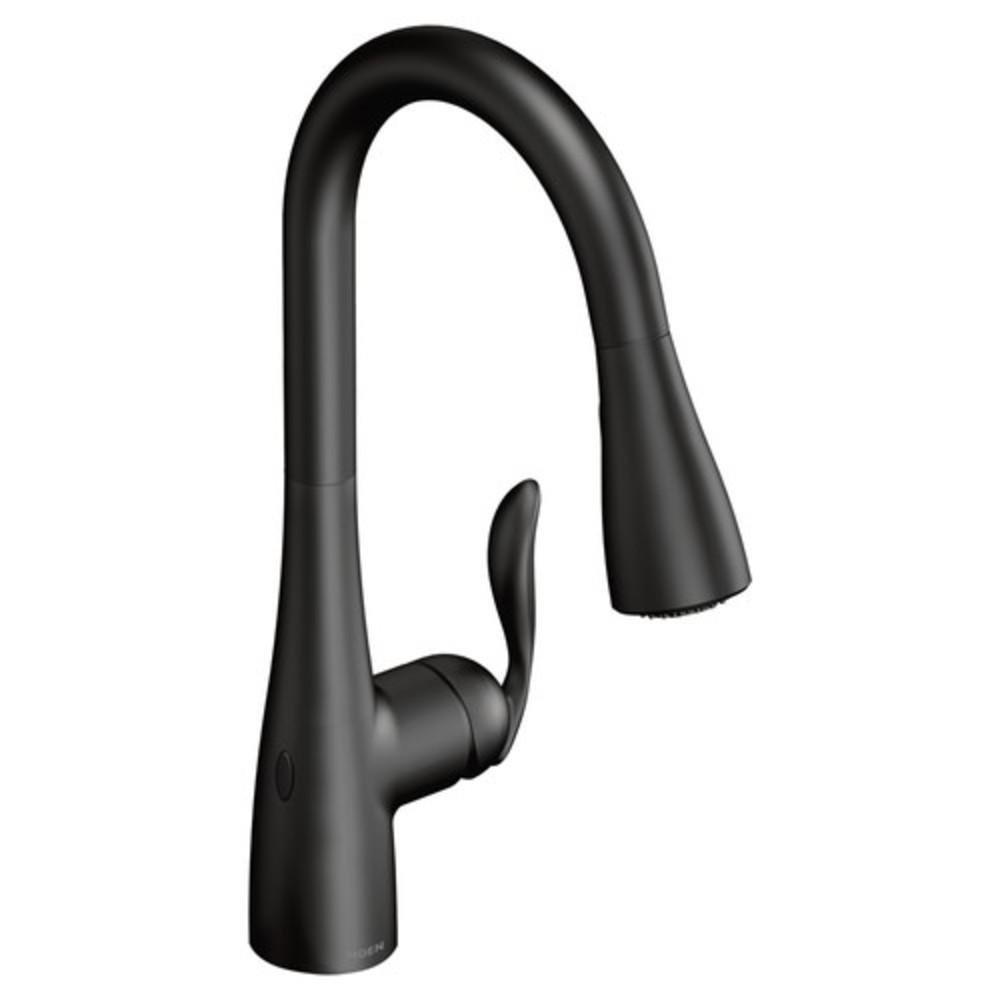 Moen Matte Black Single Handle Pull Down Touchless Kitchen Faucet with Power Clean, Reflex and MotionSense Wave Technology 