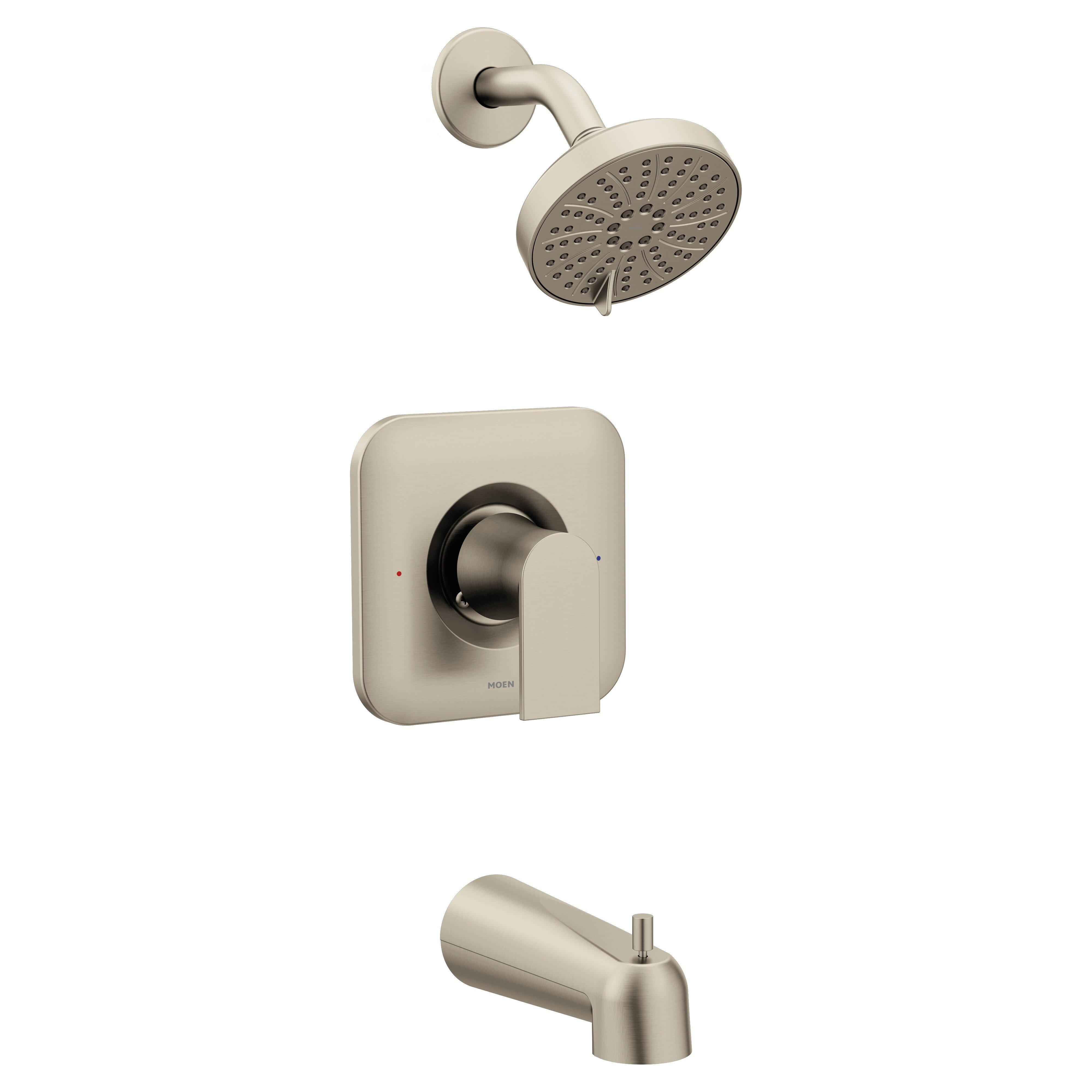 Moen Brushed Nickel Single Handle Multi Function Bathtub & Shower Faucet (Trim Only) 