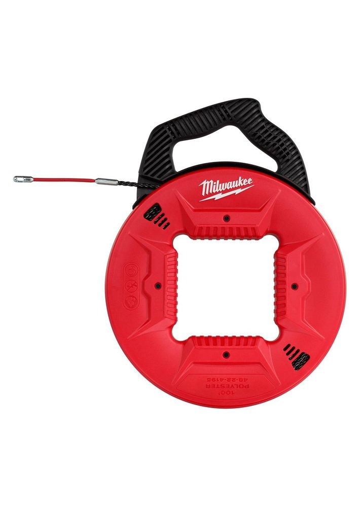 Milwaukee&reg; Red 100' Polyester Fish Tape w/ Flexible Metal Leader 