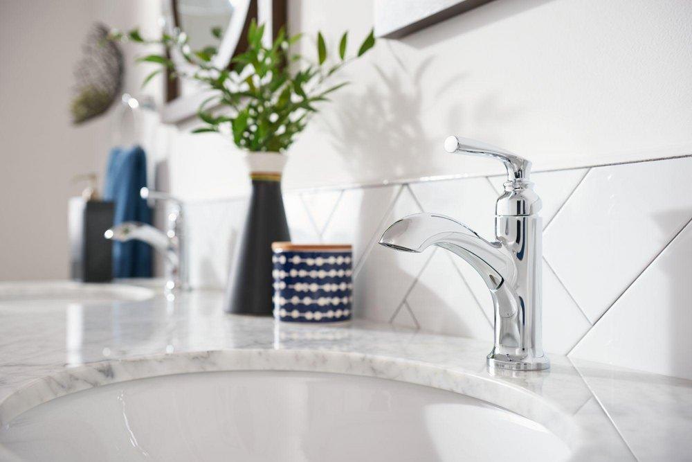 Moen Chrome Single Handle Monoblock Bathroom Sink Faucet 